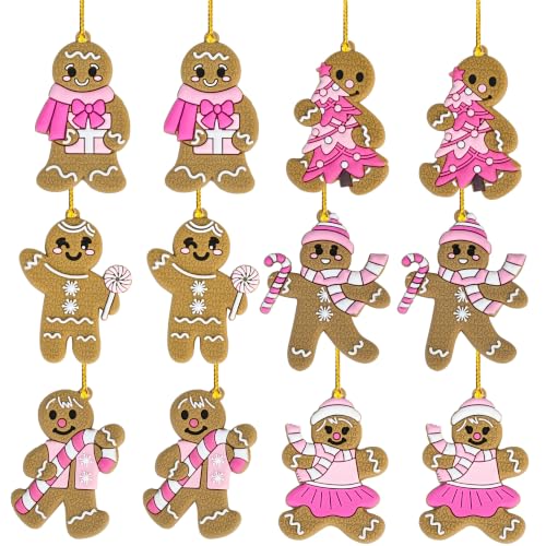 12 Pcs Gingerbread Man Ornaments for Christmas Tree