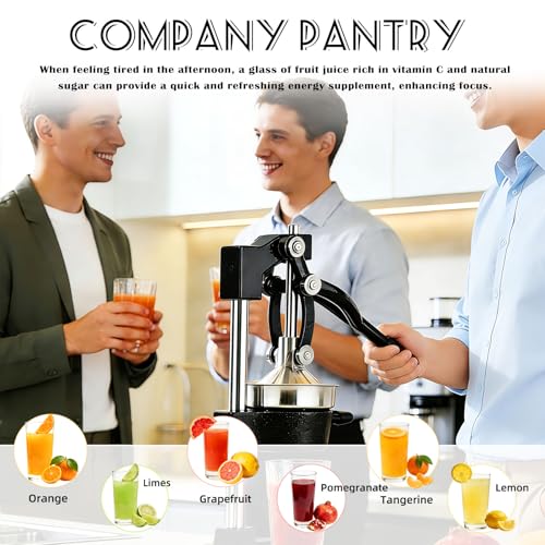 Cast Iron Hand Juicer - Heavy Duty Orange & Fruit Press - Black Variation