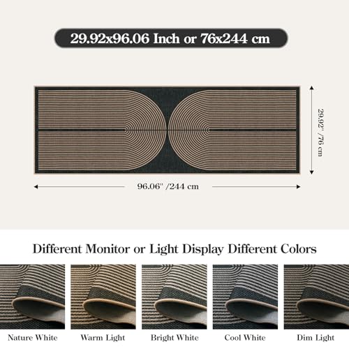 Lahome Enfys Modern Rainbow Kitchen Runner Rug, 2x8 Easy Jute Rug