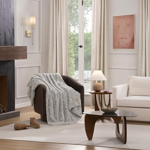 UGG Adalee Faux Fur Throw Blanket - Seal Grey, 50x70 Inches