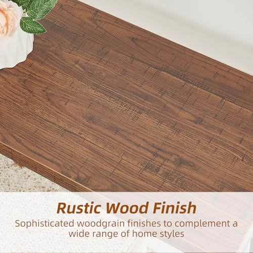 Rustic Brown 3-Tier Deep Book Shelf with Storage - Small Space Living Room & Office