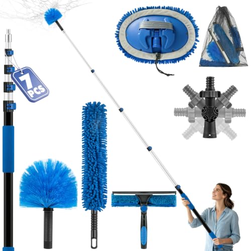 High Reach Duster Kit with 3-12FT Telescopic Extension Pole for Ceiling & Fan Cleaning
