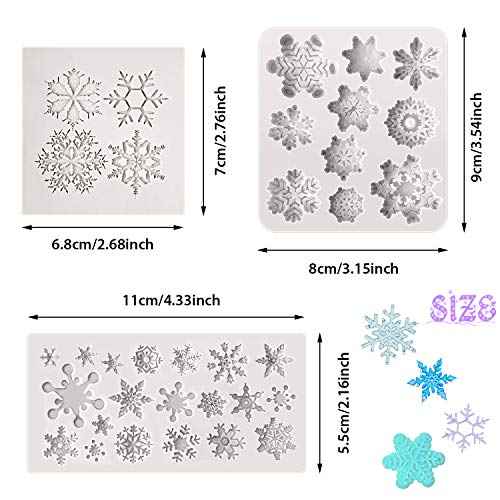 Patelai 6 Pcs 3D Snowflake Silicone Mold Christmas Winter Snowflake Silicone Fondant Mold for Cake Cupcake Chocolate Dessert Decoration Polymer Clay Crafting Projects