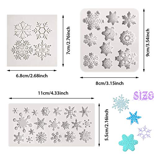 Patelai 6-Piece Snowflake Silicone Molds & Plunger Cutters for Fondant, Chocolate & More
