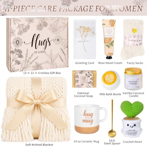 Get Well Soon Gift Basket for Women - Champagne Self Care Package with Soft Blanket