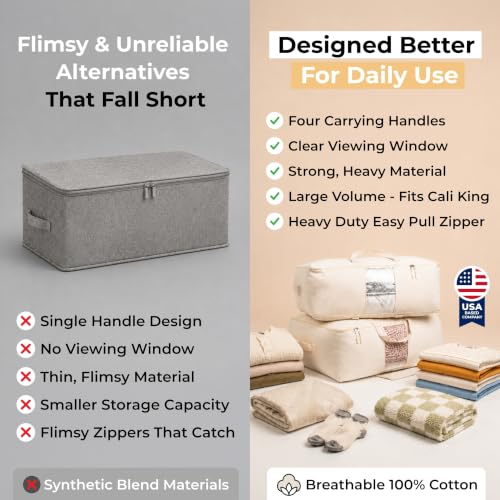 Beige VeraMia 2-Pack Large Canvas Storage Bags for Bedding & Clothing