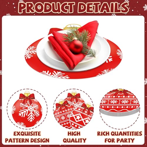 OBUSATT 100Pcs Disposable Christmas Ball Placemats - Holiday Table Decor