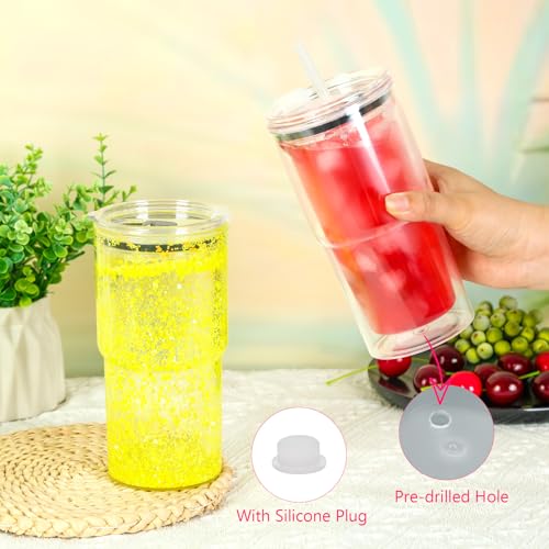 18 Oz 8 Pack Acrylic Snowglobe Tumbler with Pre Drilled Hole