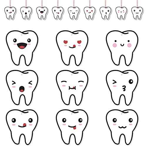 Hoteam 18 Pcs Christmas Tooth Ornaments for Tree Double-Sided Print Xmas Gifts for Dental Dentist Laboratory Technician (Teeth)