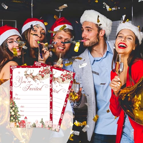Invited Christmas Party Invitations with Envelopes – 20 Pack 4x6