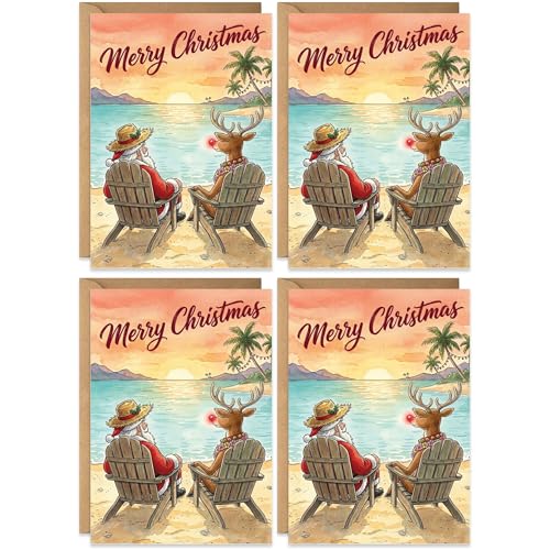 Old English Company 20 Christmas Cards with Santa & Rudolph - Festive Holiday Bulk Set with Envelopes