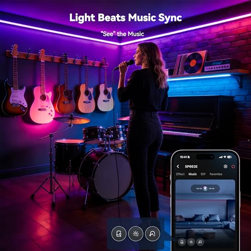 RGB LED Strip Light 32.8ft/10m with Bluetooth Control - Multicolor S-COB Flexible Tape for Bedroom & Kitchen