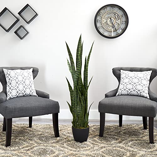 48 Inch Artificial Snake Plant with Pot - Realistic Indoor Faux Foliage