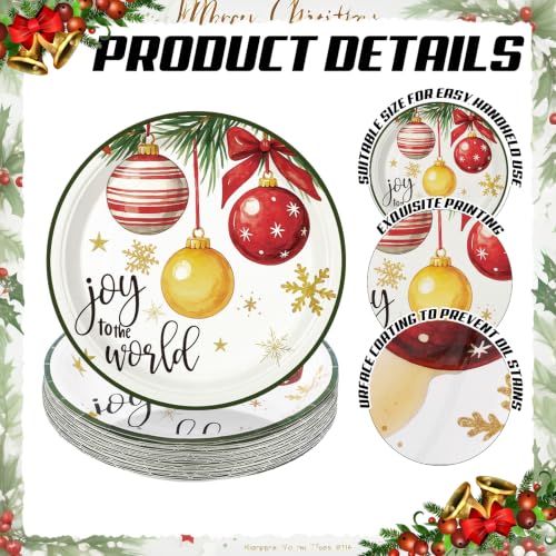 Moinchore 100 Pcs Christmas Paper Plates 9 Inch - Classic Variety Pack