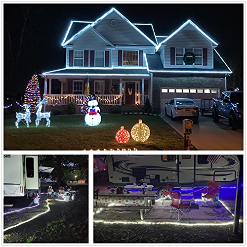 Tuanchuanrp 100Ft Waterproof LED Rope Lights Cold White for Outdoor Decorations