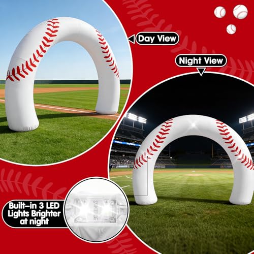 Inflatable Baseball Arch Decoration with 3LED Lights - 8FT Giant Sports Entrance