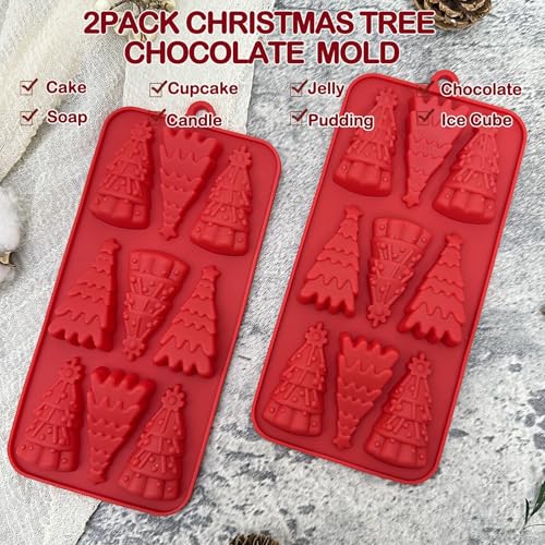Christmas Tree Silicone Molds 2-Pack – 18-Cavity Fondant, Candy, Soap & Candle Molds