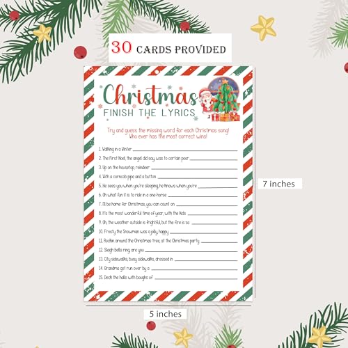 UHADRE 2-in-1 Christmas Games: Movie Trivia & Finish the Lyrics (30 Cards, Double-Sided)