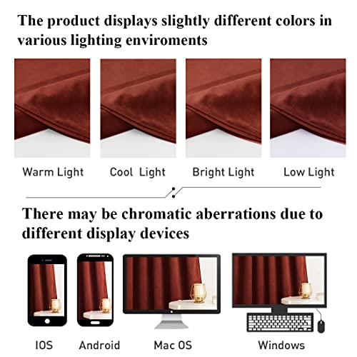 StangH Rust Room Darkening Velvet Curtains W52 x L108 inches 1 Panel