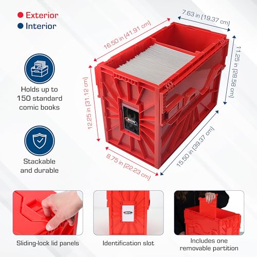 BCW Comic Book Storage Bin - Holds 150 Comics, Red, 1 Pack – Single Variation