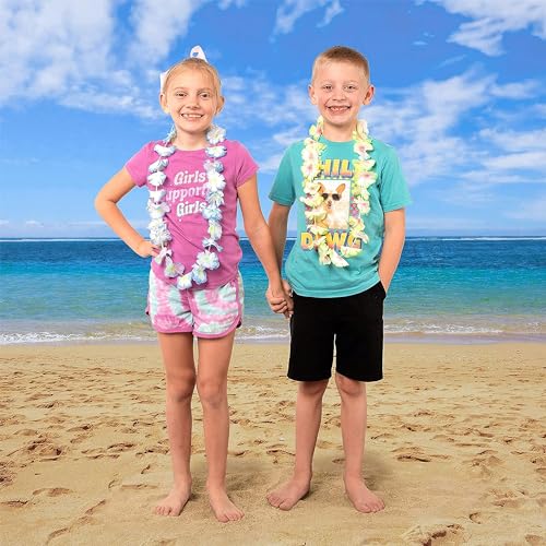 120 Counts Hawaiian Leis Bulk - Colorful Tropical Flower Party Favors for Kids & Adults