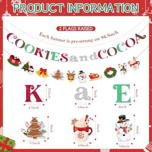 Cookies Cocoa Party Decorations - Christmas Snowman Banner 2 Pcs Snowflake Gingerbread Man Garland Hot Chocolate Bar Decor Supplies for Winter Holiday Birthday Xmas New Year Party Decoration