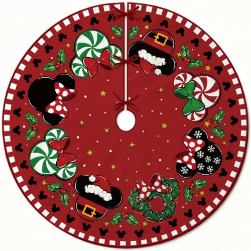 Yarcooly Red 48 Inch Christmas Tree Skirt - New Year Xmas Home Decor