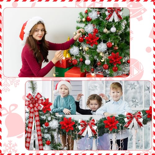 Liliful 63pcs Red Christmas Tree Ornaments Set with Silver & White Accents