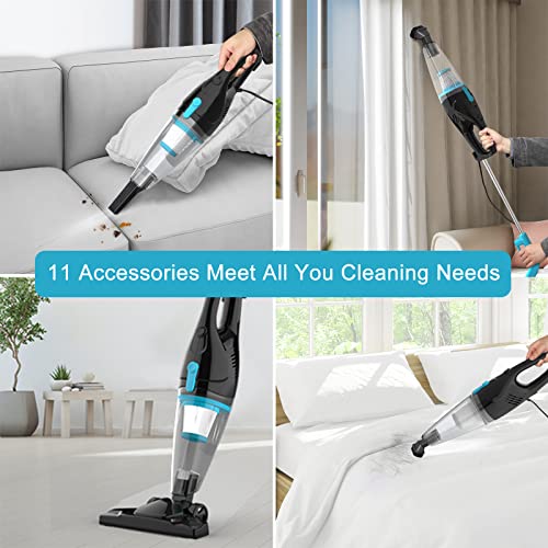 Intercleaner Corded Stick Vacuum Cleaner - Black 12-in-1 Lightweight Carpet & Hard Floor, 15KPa Suction