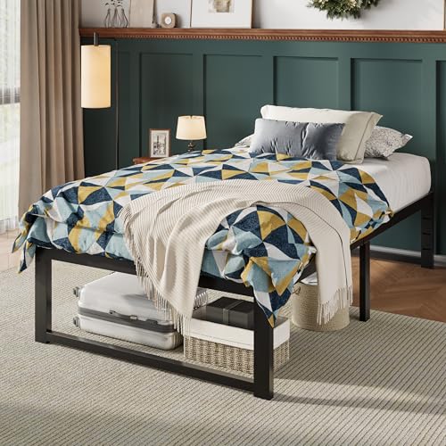 Twin Metal Bed Frame - Heavy Duty Support 4000LBS, Black, 14 Inch