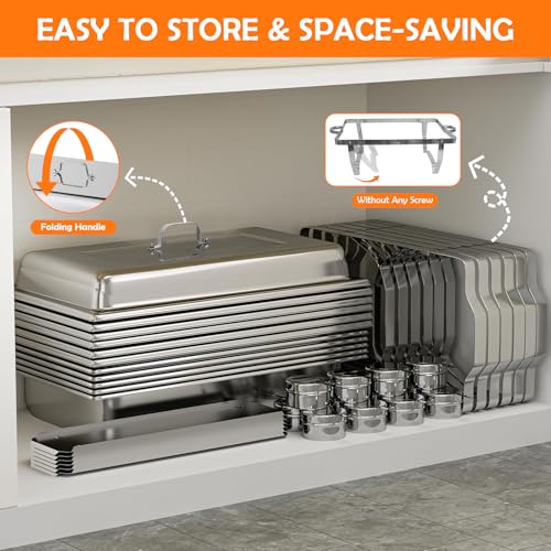 2 Pack Stainless Steel Chafing Dish Buffet Set with 2 Tongs - Full Size