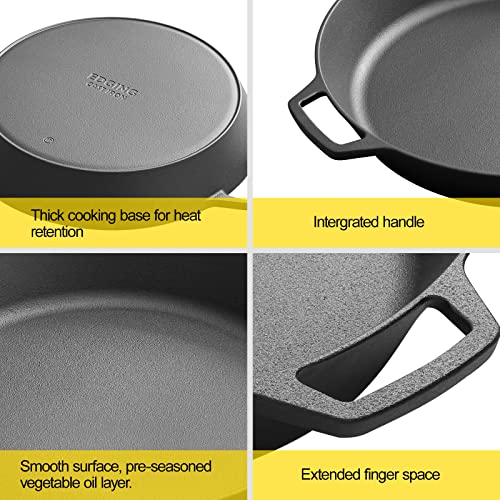 Pre-Seasoned 17-Inch Cast Iron Skillet with Dual Handles for Outdoor Cooking