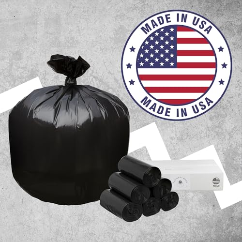 33-Gallon Heavy-Duty Trash Bags 1.2 Mil Thick Black 150 Pack - Made in USA