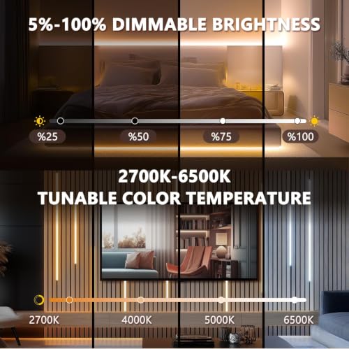 LED Strip Lights for Slat Wall Recessed - 16.4ft Smart Dimmable, Tunable White, Alexa Control