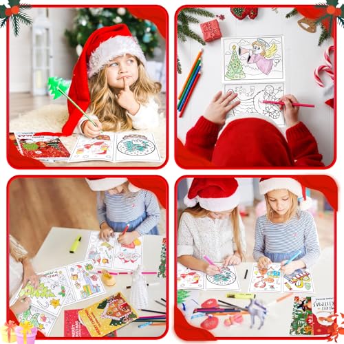 90shine Christmas Coloring Books 100pcs – 5.1 x 7.1in Stockings Goodie Bags Kit