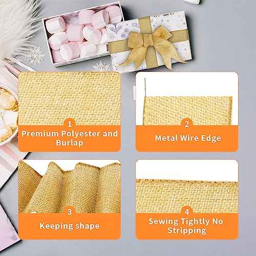 1.5 Inch Burlap Wired Ribbon - Upgraded 10 Yards Natural, Fade-Resistant & Easy to Shape | for Wreaths, Big Bows, Christmas Tree Decor & DIY Crafts