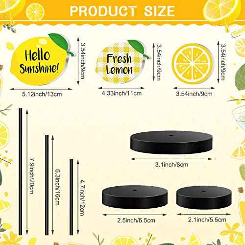 Maitys 3 Pcs Summer Lemon Tabletop Decor Standing Lemon Block Wooden Table Centerpiece Sign Table Summer Decor for Home Kitchen