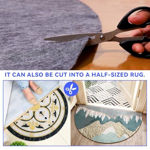 8 Ft Round Non-Slip Rug Pad Waterproof Felt Rug Protector for All Floors
