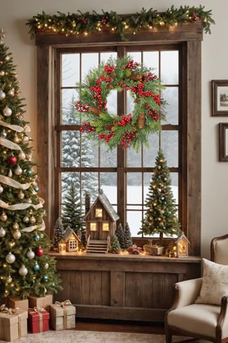 20 inch Christmas Wreath, Wreath for Front Door Wreaths with Red