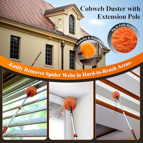 12ft Heavy-Duty Cobweb Duster with 20ft Reach Extension Pole - PuliKit