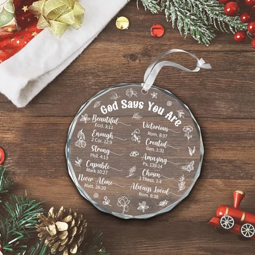 SHGAHINA Style 1 Christian Crystal Glass Ornament - Inspirational Bible Verse Christmas Decoration