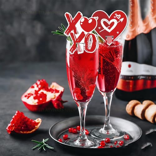 24Pcs Valentine's Day Wine Glass Markers Heart & Lip Shapes Drink Charms