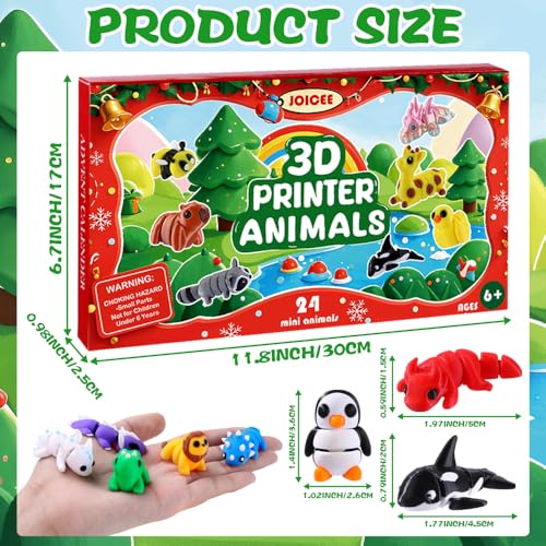 JOICEE 2026 Christmas Advent Calendar with 24 Multicolor 3D Animal Fidget Toys