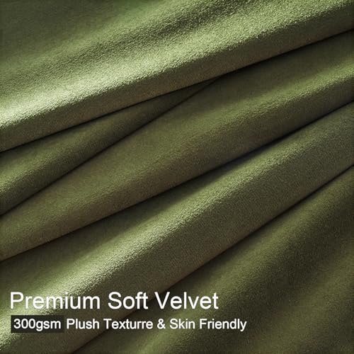 Olive Green Velvet Curtains for Living Room & Bedroom - 60x96 Inches, Pack of 2