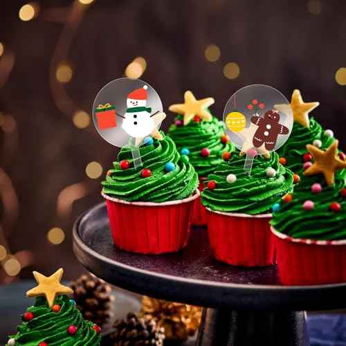 30 Pack Blank Acrylic Cupcake Toppers 2 Inch Round Clear Custom Cupcake Toppers Personalized Dessert Cake Topper Sticks for Birthday Wedding Christmas Baby Shower Party Cake Decoration
