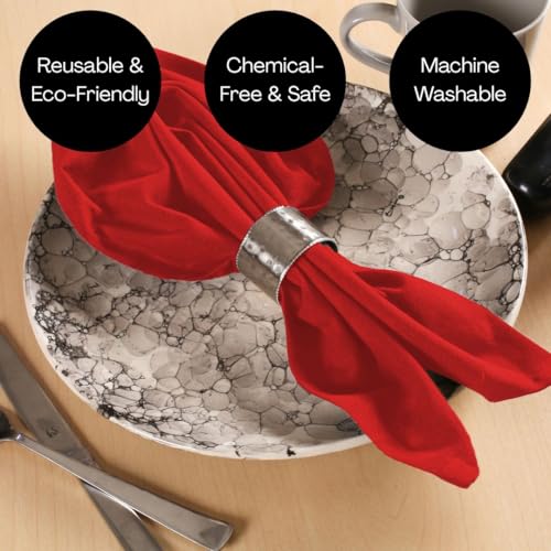 UNIQINNOW Red Cotton Cloth Dinner Napkins Set of 12 - 17x17 Inch, Washable & Durable