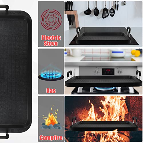 17" x 10.5" Flat Top Non-Stick Grill Pan - Dishwasher Safe Aluminum