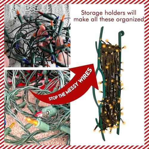 Set of 6 Light & Cord Wind Up Christmas Light Storage, Strong & Hangable, for Organizing Christmas Lights & Electric Cords, Each Holds Up to 98 ft (2 Red 2 Green Grey Blue, 7inch x 8inch)