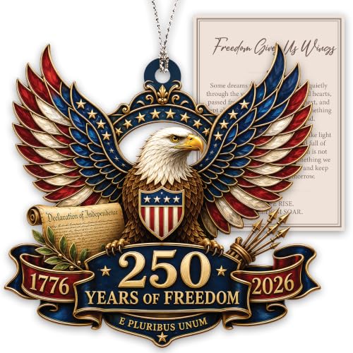 DuduCraft 250 Eagle USA Flag Patriotic Christmas Ornament - 250th Anniversary