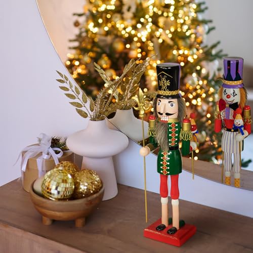 KI Store 15-Inch Double-Sided Nutcracker Soldier & Halloween Clown Decor